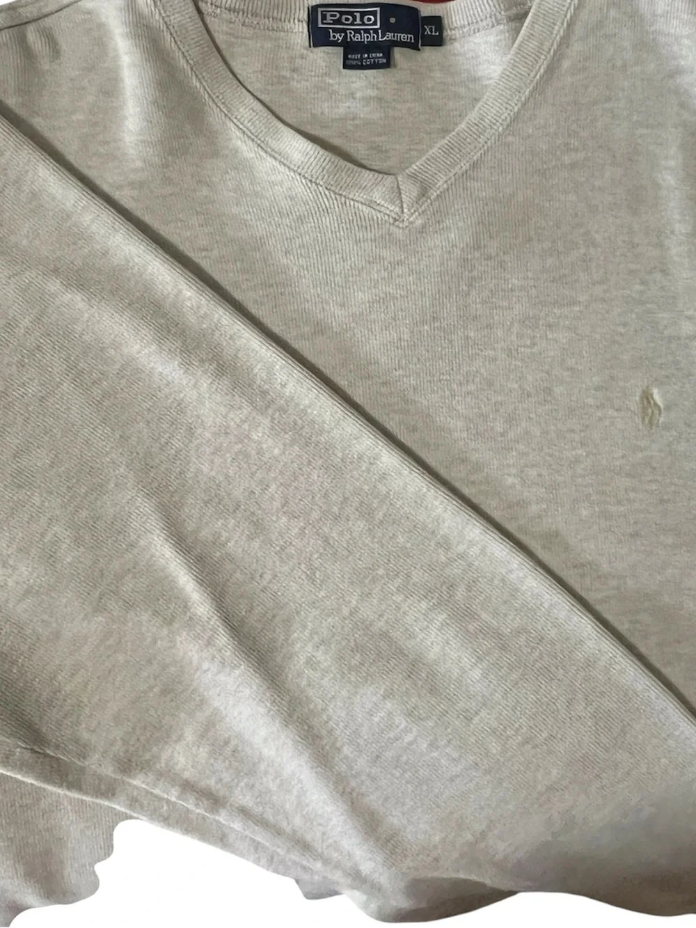 Polo by Ralph Lauren Cream V-Neck Sweater Size XLarge